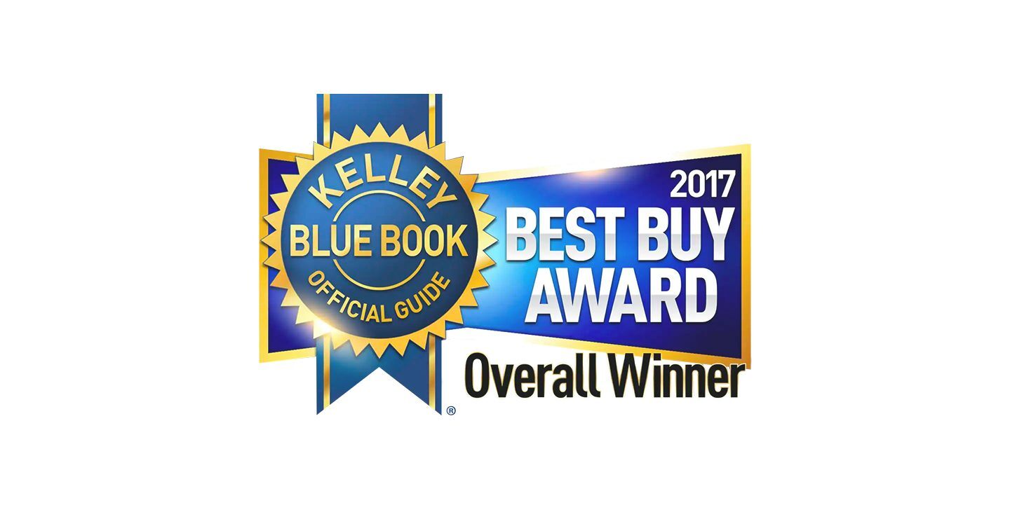 Logo de Kelley Blue Book Official Guide 2017 Best Buy Award Overall Winner